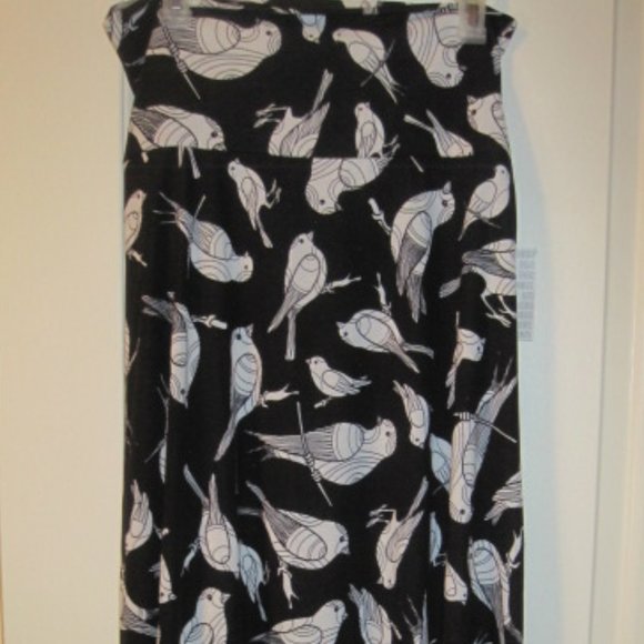 Lularoe Black and White Bird Maxi Skirt - Picture 1 of 5